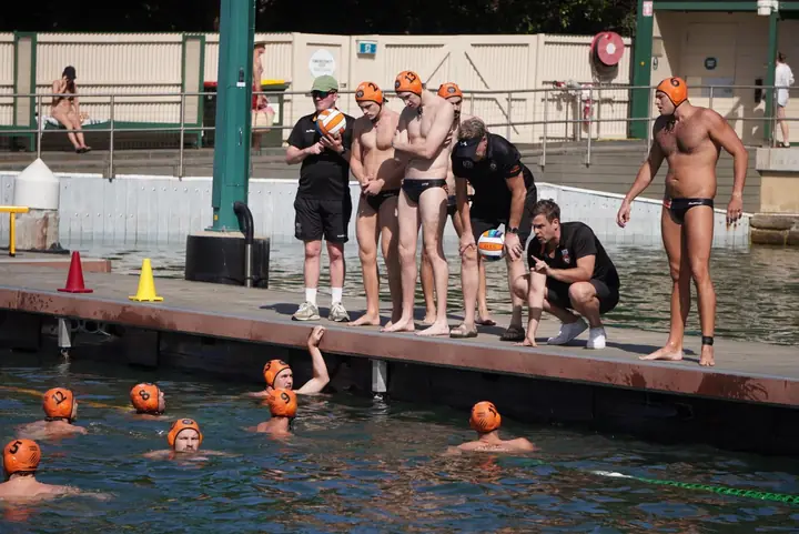 Men's team at the pontoon